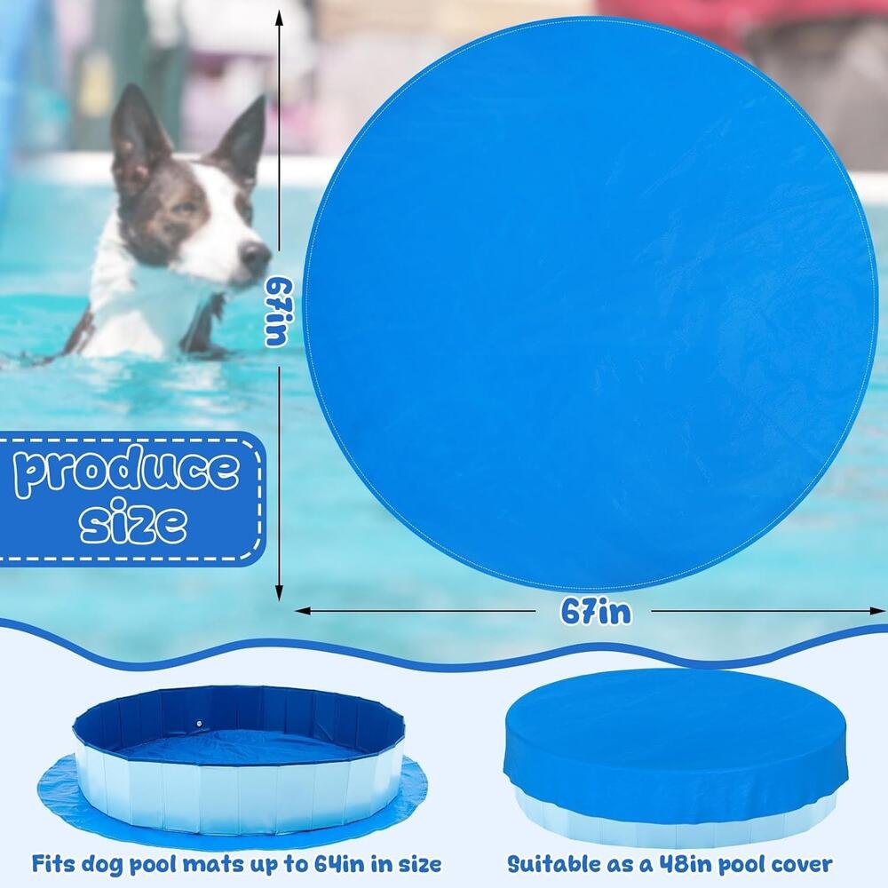 Foldable Dog Pet Bath Pool Pad Above Ground 5.5 Ft Round 67" Liner OR 48" Cover